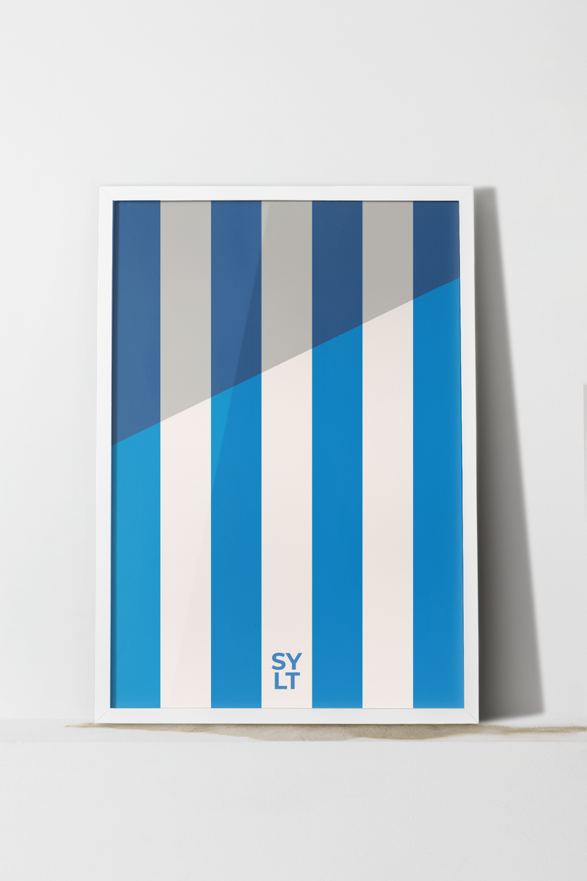 Sylter Strandkorbstreifen Poster mit breiten Blockstreifen in der Originalfarbe des Sylter Strandkorbs.
